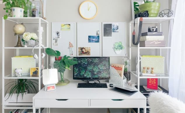 working room with white table and computer